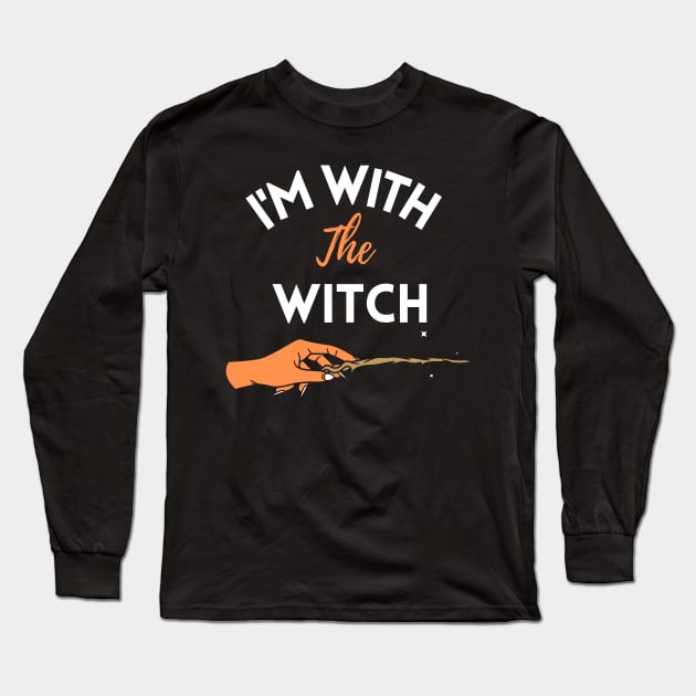 I'm With The Witch Cute Halloween Husband Wife Gift Long Sleeve T-Shirt by WhatsDax